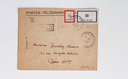 Bon lot de 86 plis ou devants de lettre avec timbres des cours d'instruction et timbres fictifs dont mandats-poste et mandats-cartes AFF Semeuses