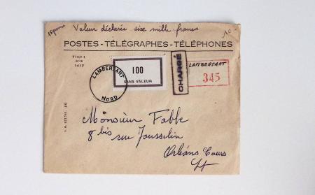 Bon lot de 86 plis ou devants de lettre avec timbres des cours d'instruction et timbres fictifs dont mandats-poste et mandats-cartes AFF Semeuses