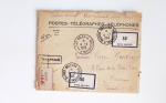 Bon lot de 86 plis ou devants de lettre avec timbres des cours d'instruction et timbres fictifs dont mandats-poste et mandats-cartes AFF Semeuses
