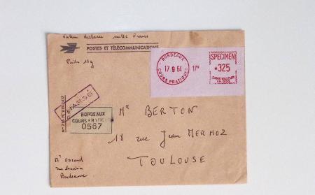 Bon lot de 86 plis ou devants de lettre avec timbres des cours d'instruction et timbres fictifs dont mandats-poste et mandats-cartes AFF Semeuses