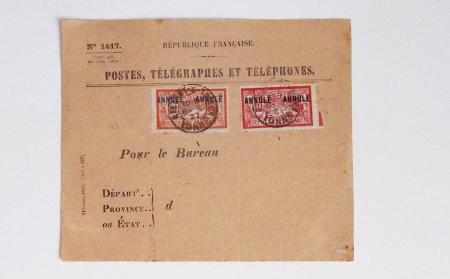 Bon lot de 86 plis ou devants de lettre avec timbres des cours d'instruction et timbres fictifs dont mandats-poste et mandats-cartes AFF Semeuses