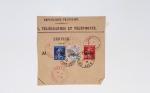 Bon lot de 86 plis ou devants de lettre avec timbres des cours d'instruction et timbres fictifs dont mandats-poste et mandats-cartes AFF Semeuses