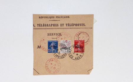 Bon lot de 86 plis ou devants de lettre avec timbres des cours d'instruction et timbres fictifs dont mandats-poste et mandats-cartes AFF Semeuses
