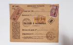 Bon lot de 86 plis ou devants de lettre avec timbres des cours d'instruction et timbres fictifs dont mandats-poste et mandats-cartes AFF Semeuses