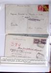 Classeur rouge contenant 93 lettres de la guerre d'Espagne provenant d'une collection primée en expo nationale dont censures et vignettes patriotiques
