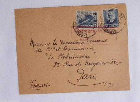 Classeur rouge contenant 93 lettres de la guerre d'Espagne provenant d'une collection primée en expo nationale dont censures et vignettes patriotiques