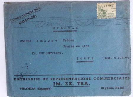 Classeur rouge contenant 93 lettres de la guerre d'Espagne provenant d'une collection primée en expo nationale dont censures et vignettes patriotiques