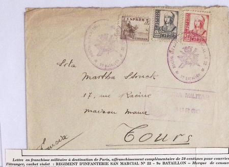 Classeur rouge contenant 93 lettres de la guerre d'Espagne provenant d'une collection primée en expo nationale dont censures et vignettes patriotiques