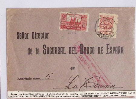 Classeur rouge contenant 93 lettres de la guerre d'Espagne provenant d'une collection primée en expo nationale dont censures et vignettes patriotiques