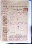 Dans un classeur bleu "exacompta" : timbres fiscaux de Cochinchine-taxes régionales Saïgon-Cholon sur 12 documents d'état-civil en matière indigène