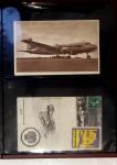 Album compact Safe brun contenant 92 cartes postales anciennes d'aviation et 14 vignettes, nombreux meetings dont porte-timbre Rouen aviation 1910,...