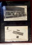 Album compact Safe brun contenant 92 cartes postales anciennes d'aviation et 14 vignettes, nombreux meetings dont porte-timbre Rouen aviation 1910,...