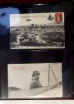 Album compact Safe brun contenant 92 cartes postales anciennes d'aviation et 14 vignettes, nombreux meetings dont porte-timbre Rouen aviation 1910,...