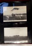 Album compact Safe brun contenant 92 cartes postales anciennes d'aviation et 14 vignettes, nombreux meetings dont porte-timbre Rouen aviation 1910,...