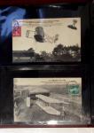 Album compact Safe brun contenant 92 cartes postales anciennes d'aviation et 14 vignettes, nombreux meetings dont porte-timbre Rouen aviation 1910,...