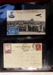 Album compact Safe brun contenant 92 cartes postales anciennes d'aviation et 14 vignettes, nombreux meetings dont porte-timbre Rouen aviation 1910,...