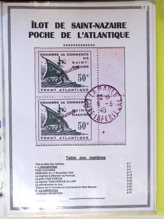 Classeur souple plastique jaune contenant 33 lettres de la Poche de Saint Nazaire avec AFF variés type Pétain, certains avec surcharge "taxe perçue"