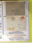 Classeur souple plastique jaune contenant 33 lettres de la Poche de Saint Nazaire avec AFF variés type Pétain, certains avec surcharge "taxe perçue"