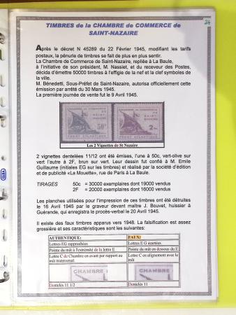 Classeur souple plastique jaune contenant 33 lettres de la Poche de Saint Nazaire avec AFF variés type Pétain, certains avec surcharge "taxe perçue"