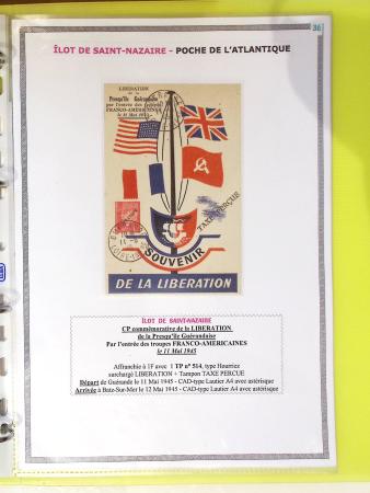 Classeur souple plastique jaune contenant 33 lettres de la Poche de Saint Nazaire avec AFF variés type Pétain, certains avec surcharge "taxe perçue"