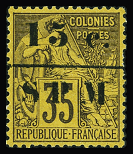 N°13 15c sur 35c violet sur jaune, neuf sans gomme, TB