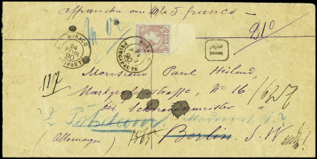 N°10 5f carmin sur vert, Charles III, seul sur lettre