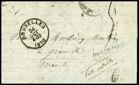Agence BROWN ADAM - BruxellesLettre de Paris du 6.10.1870