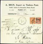 N°3 10F sur 90c rouge Berthelot, bien centré, + n°199