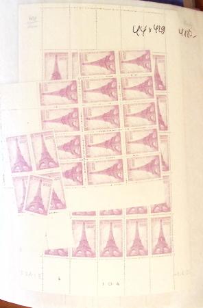 1938-51, Stock de neufs en morceaux de feuilles et