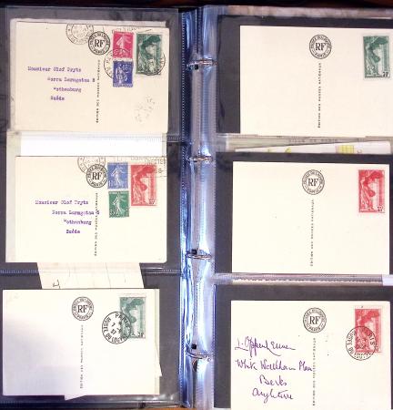 1929-60, Lot de lettres en 4 classeurs avec à noter