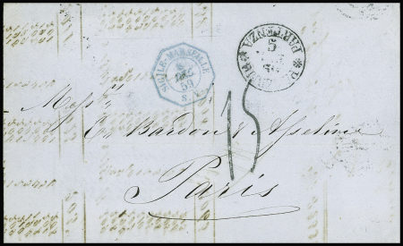 Lettre de Palerme pour Paris avec CAD octogonal bl