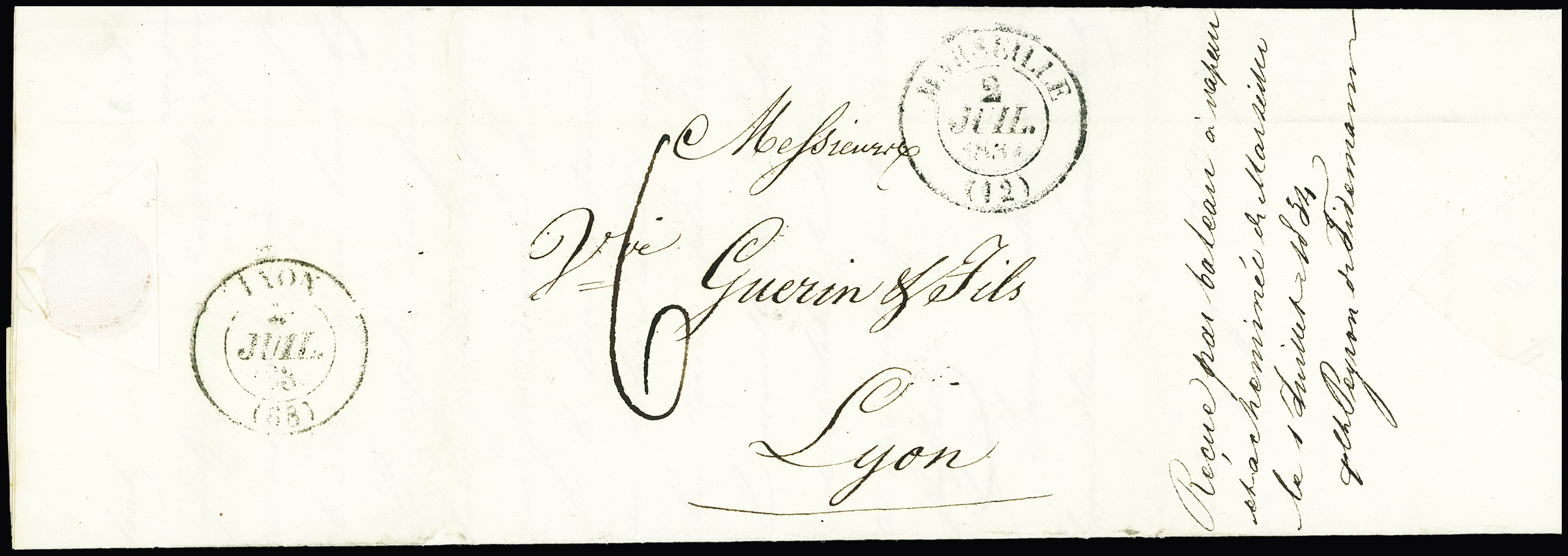 Lot 877 - Lettre de Naples pour Lyon avec CAD type 13