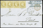 N°28, bande de 4 OBL ancre + CAD octogonal "Consta