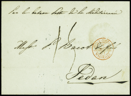 Lettre de Naples pour Sedan avec mention manuscrit