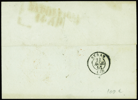 Lettre de Naples pour Sedan avec mention manuscrit