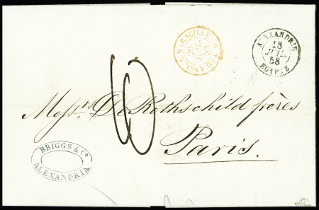 Lettre non affranchie avec CAD T15 "Alexandrie Egy