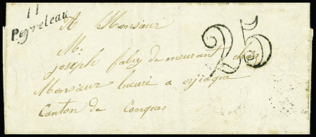 LST avec cursive "11 Peyreleau" + taxe 25 double-t