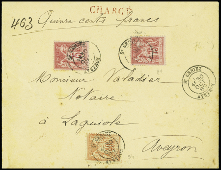 N°81, 75c rose, 2 pièces + n°94 OBL T18 "St Geniez