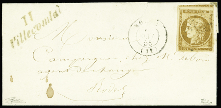 N°1, voisin, OBL PC 3597 + cursive "11 Villecomtal