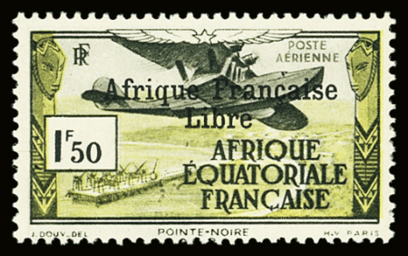 POSTE AERIENNE N°14 1f50 noir et jaune-olive, neuf