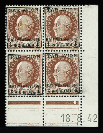N°3 1f50 brun rouge, en bloc de 4 avec cd du 18.8.42,