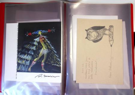 Un ensemble de cartes de vœux d'artistes du timbre dessinateurs graveurs certaines avec signature autographe manuscrite et/ou petit texte et/ou justification de tirage