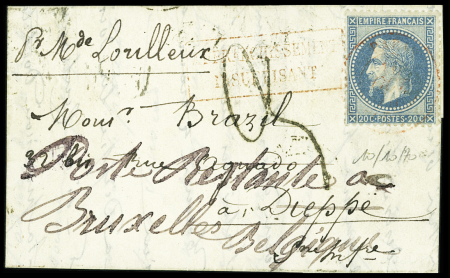 N°29 OBL CAD rouge "Paris (SC)" (10 oct 70 - faible) sur ballon monté pour Dieppe (arrivée 14 oct - Le Louis Blanc). TB