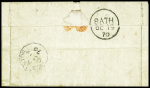N°36 + 37 OBL étoile 3 + CAD "Paris PL. de la Madeleine" (14 oct 70 - 1er jour d'utilisation des timbres 36 et 37) sur ballon monté pour La Grande-Bretagne