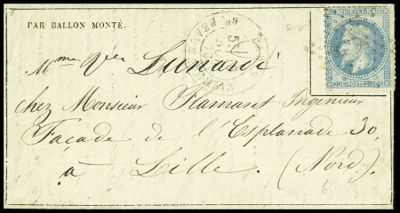 N°29 OBL étoile 12 + CAD "Paris Bd Beaumarchais" (10 nov 70) sur Gazette des Absents n°6 pour Lille, sans arrivée (Le Daguerre). + TB