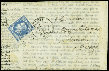 N°37 OBL étoile muette + CAD "Paris (60)" (6 janv 71) sur Agence Havas pour Bourges avec arrivée 12 janv. Jolie pièce. TB