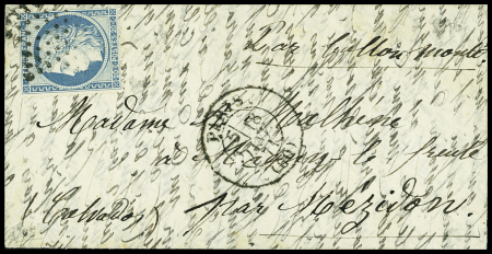 N°37 OBL étoile muette + CAD "Paris (6°" (18 janv 71) sur ballon monté pour Mézidon (Calvados) avec arrivée 30 janv 71 (Le Général Bourbaki). TB