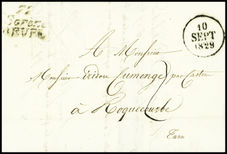 Double cursive "77 Sorèze Revel", ind 20. TB