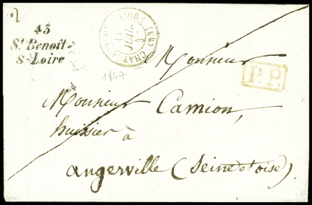 Cursive "43 St Benoit-s-Loing" (1847), ind 16. TB