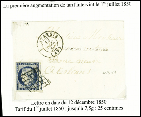 2 lettres : N°3 et n°4 OBL grille + T15 Montargis (1849 et 1852), ind 13 et ind 11. TB